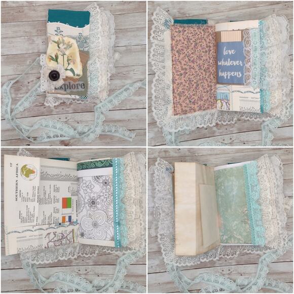 Turquoise Embellished Junk Journal: Flowers, Birds and Butterflies (Explore) - Picture 4 of 16